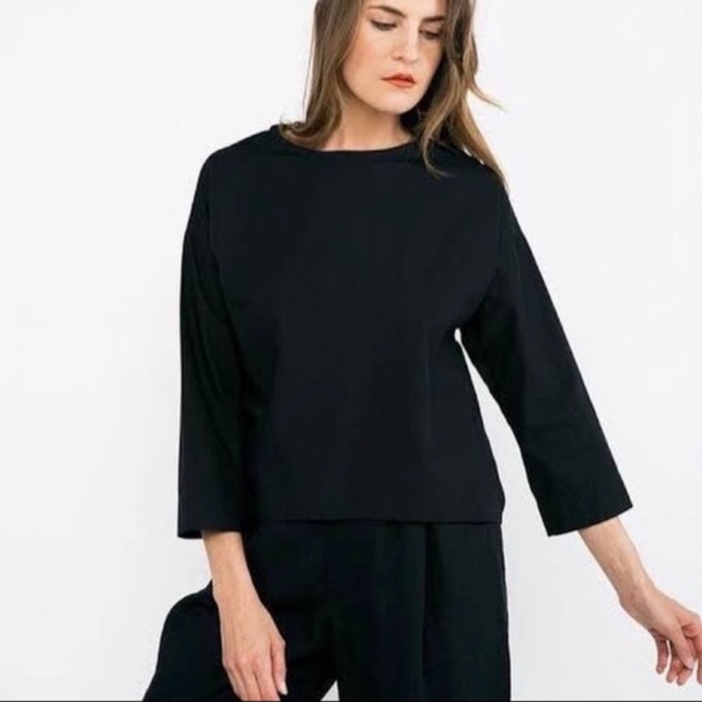 Elizabeth Suzann Lara Black Cotton Top size XL Made in Nashville TN